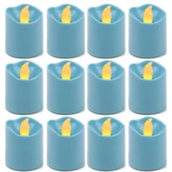 180 Pcs Blue LED Flameless Votive Pillar Candle Party Lights, Height -1.5" Width - 1.5"