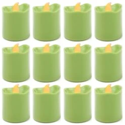 180 Pcs Green LED Flameless Votive Pillar Candle Party Lights, Height -1.5" Width - 1.5"