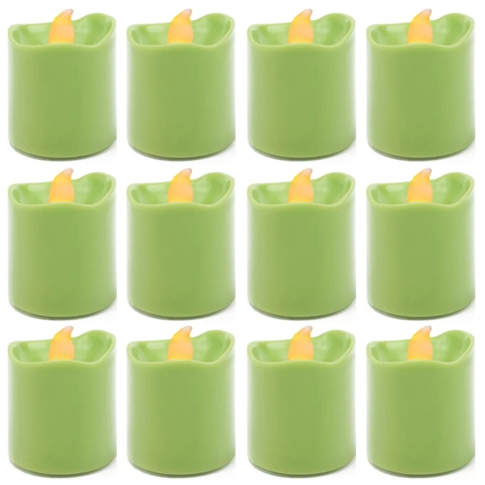 180 Pcs Green LED Flameless Votive Pillar Candle Party Lights, Height -1.5" Width - 1.5" 1 180 Pcs Green LED Flameless Votive Pillar Candle Party Lights, Height -1.5" Width - 1.5"