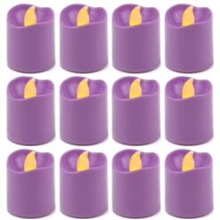 180 Pcs Violet LED Flameless Votive Pillar Candle Party Lights, Height -1.5" Width -1.5"