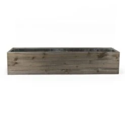 Wood Rectangle Planter Box With Metal Zinc Liner, 8" X 40" X 8" (Wholesale 2 PCS/Case) 10 Wood Rectangle Planter Box With Metal Zinc Liner, 8" X 40" X 8" (Wholesale 2 PCS/Case) -Home Decoration Discount long natural wood planters retangular dsc01017