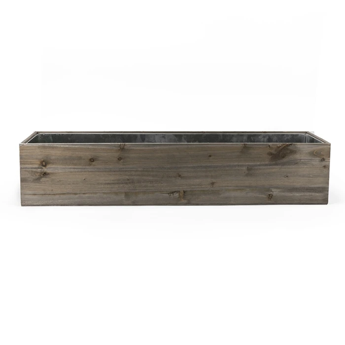 Wood Rectangle Planter Box With Metal Zinc Liner, 8" X 40" X 8" (Wholesale 2 PCS/Case) 5 Wood Rectangle Planter Box With Metal Zinc Liner, 8" X 40" X 8" (Wholesale 2 PCS/Case) - Image 5