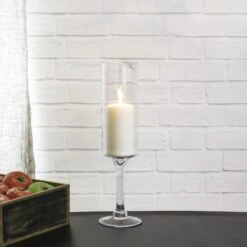 Glass Long Stem Pillar Candle Holder H-16" X D-3.5" Clear (Wholesale Pack Of 6) -Home Decoration Discount long stem candle holder gfc102 16 lifestyle 2000px