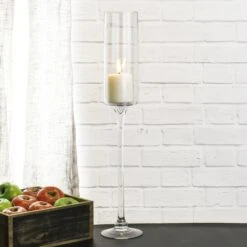 Contemporary Glass Long Stem Pillar Candle Holder H-24" X D-3.5" (Wholesale Pack Of 6) 6 Contemporary Glass Long Stem Pillar Candle Holder H-24" X D-3.5" (Wholesale Pack Of 6) -Home Decoration Discount long stem candle holder gfc102 24 lifestyle 800px