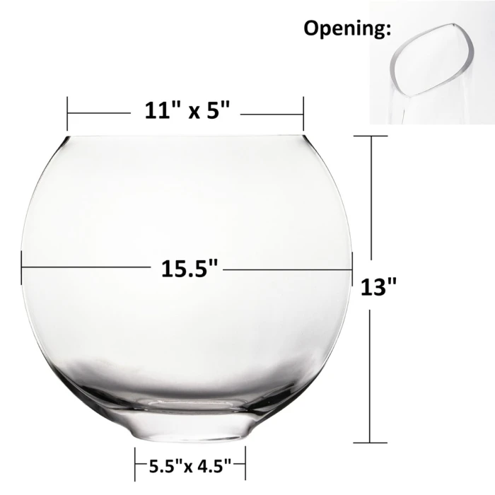 Glass Moon Shape Vase. H-13" Opening - 11" X 5" Oval Centerpieces 2 Glass Moon Shape Vase. H-13" Opening - 11" X 5" Oval Centerpieces - Image 2