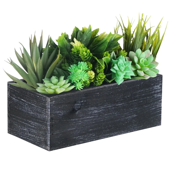 Wood Rectangle Planter Box W/ Plastic Liner, 5" X 10" X 4" (Wholesale 20 PCS/Case) 3 Wood Rectangle Planter Box W/ Plastic Liner, 5" X 10" X 4" (Wholesale 20 PCS/Case) - Image 3