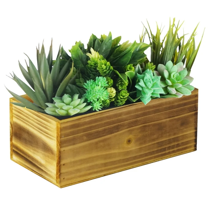 Wood Rectangle Planter Box W/ Plastic Liner, 5" X 10" X 4" (Wholesale 20 PCS/Case) 6 Wood Rectangle Planter Box W/ Plastic Liner, 5" X 10" X 4" (Wholesale 20 PCS/Case) - Image 6