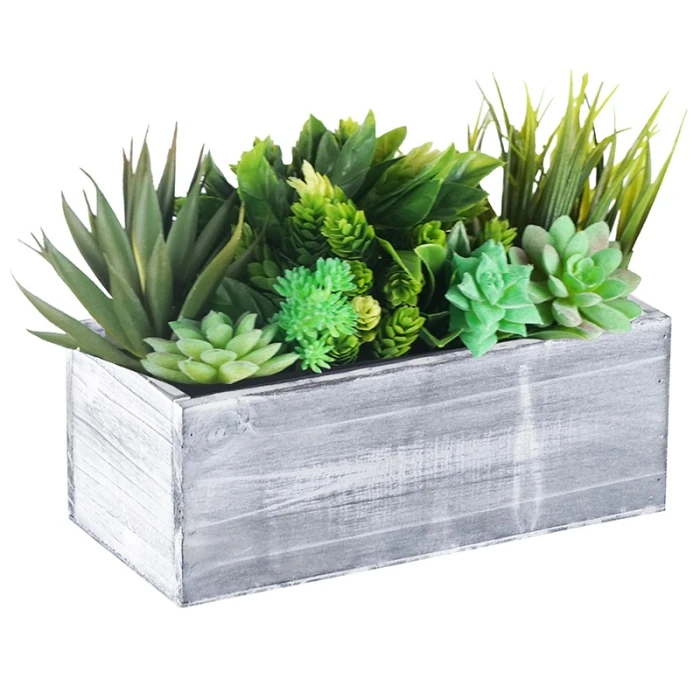 Wood Rectangle Planter Box W/ Plastic Liner, 5" X 10" X 4" (Wholesale 20 PCS/Case) 5 Wood Rectangle Planter Box W/ Plastic Liner, 5" X 10" X 4" (Wholesale 20 PCS/Case) - Image 5