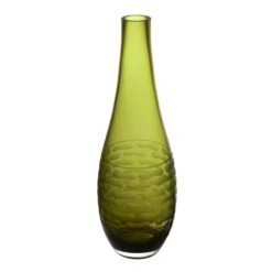 Decorative Olive Green Glass Vase H-14.5" D-1.5" (Wholesale 6 Pcs Per Case)