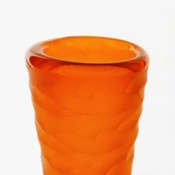 Carved Orange And Green Color Vintage Style Glass Vase H-11" D-2.75" (Wholesale 6 Pcs Per Case) 6 Carved Orange And Green Color Vintage Style Glass Vase H-11" D-2.75" (Wholesale 6 Pcs Per Case) -Home Decoration Discount orange green vase dg0051og 2