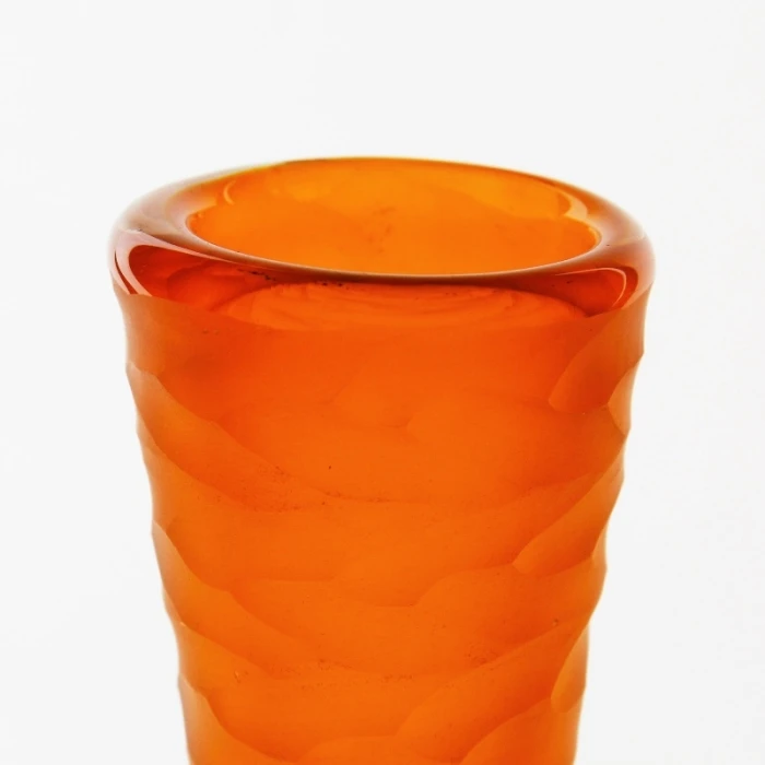Carved Orange And Green Color Vintage Style Glass Vase H-11" D-2.75" (Wholesale 6 Pcs Per Case) 3 Carved Orange And Green Color Vintage Style Glass Vase H-11" D-2.75" (Wholesale 6 Pcs Per Case) - Image 3