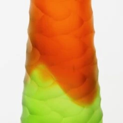 Carved Orange And Green Color Vintage Style Glass Vase H-11" D-2.75" (Wholesale 6 Pcs Per Case) 7 Carved Orange And Green Color Vintage Style Glass Vase H-11" D-2.75" (Wholesale 6 Pcs Per Case) -Home Decoration Discount orange green vase dg0051og 3