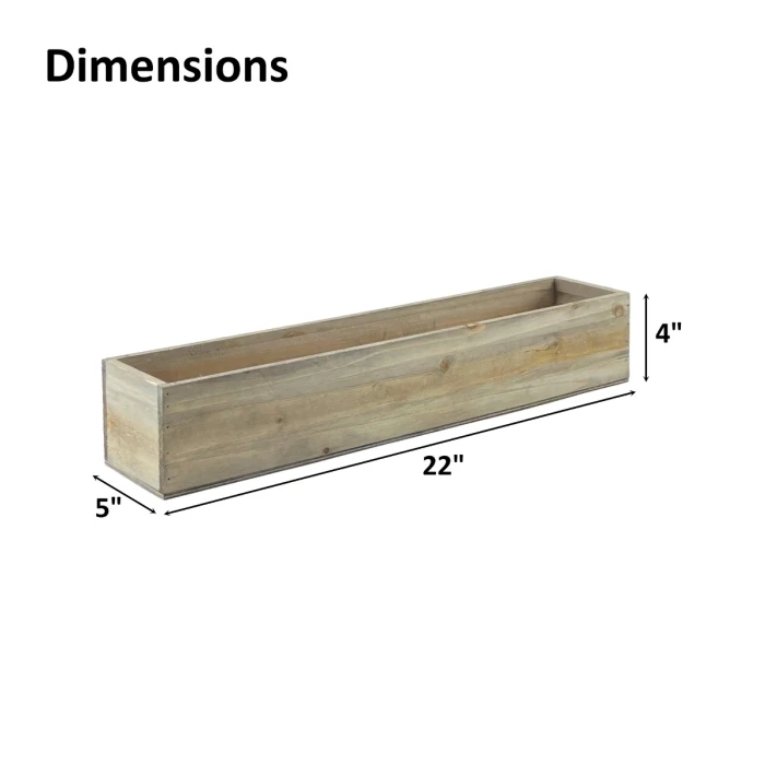 Natural Wood Rectangle Planter Box With Plastic Liner, 4" X 22" X 5" (Wholesale 6 PCS/Case) 2 Natural Wood Rectangle Planter Box With Plastic Liner, 4" X 22" X 5" (Wholesale 6 PCS/Case) - Image 2