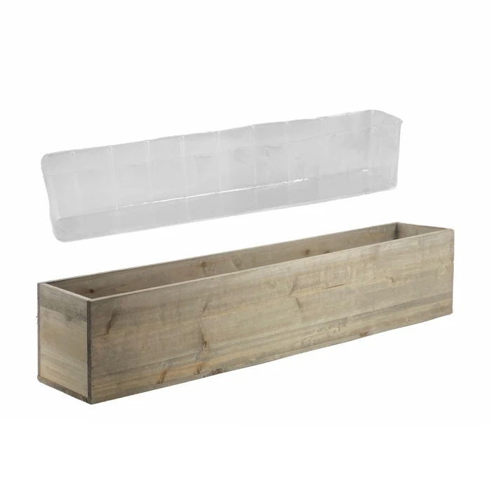 Natural Wood Rectangle Planter Box With Plastic Liner, 6" X 35" X 6" (Wholesale 3 PCS/Case) 3 Natural Wood Rectangle Planter Box With Plastic Liner, 6" X 35" X 6" (Wholesale 3 PCS/Case) - Image 3