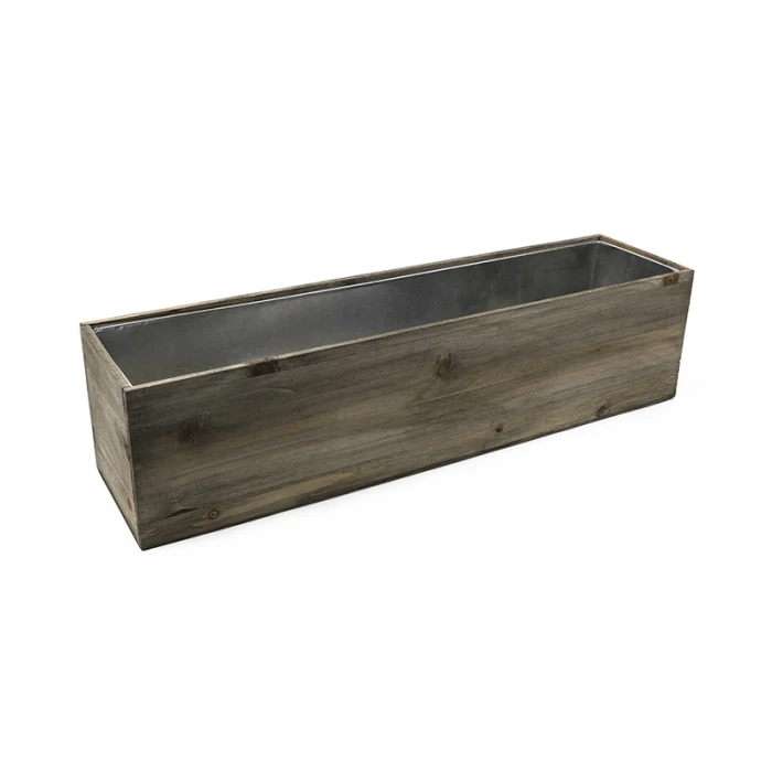 Wood Rectangle Planter Box With Metal Zinc Liner, 8" X 32" X 8" (Wholesale 2 PCS/Case) 5 Wood Rectangle Planter Box With Metal Zinc Liner, 8" X 32" X 8" (Wholesale 2 PCS/Case) - Image 5