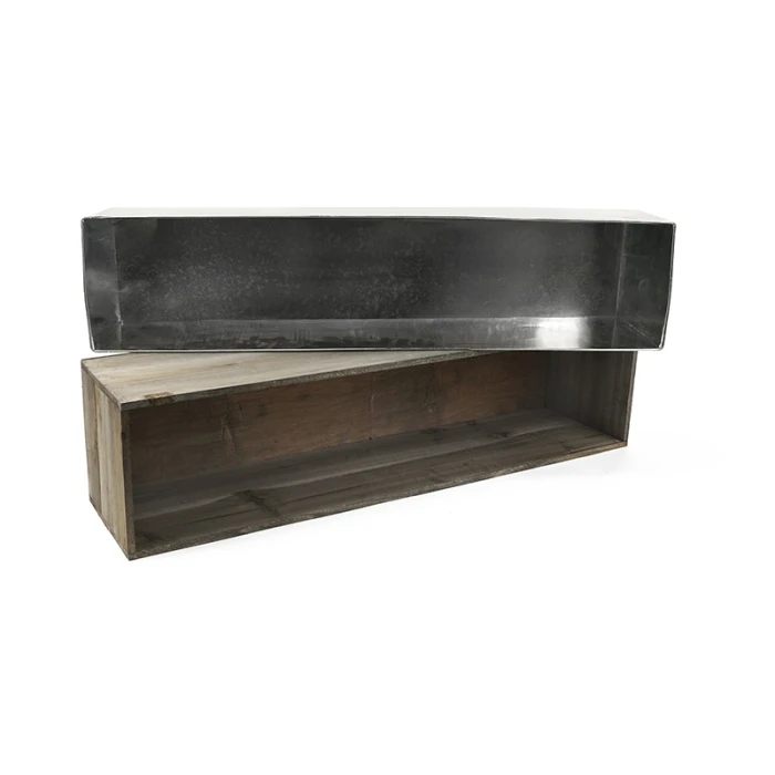 Wood Rectangle Planter Box With Metal Zinc Liner, 8" X 32" X 8" (Wholesale 2 PCS/Case) 6 Wood Rectangle Planter Box With Metal Zinc Liner, 8" X 32" X 8" (Wholesale 2 PCS/Case) - Image 6
