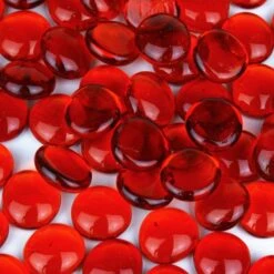 Red Glass Flat Gemstone Vase Filler, 3/4" (Wholesale 28 LBS/Case) 9 Red Glass Flat Gemstone Vase Filler, 3/4" (Wholesale 28 LBS/Case) -Home Decoration Discount red glass flat marbles ggm001r 1