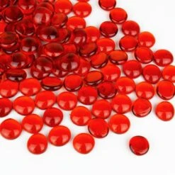 Red Glass Flat Gemstone Vase Filler, 3/4" (Wholesale 28 LBS/Case)