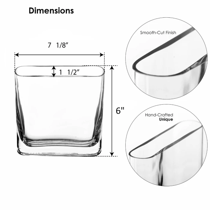 Glass Rectangle Round Edge Oval Vase, L-6"/8"/10"/12" X W-1.75" X H-7", Pack Of 6 Pcs 2 Glass Rectangle Round Edge Oval Vase, L-6"/8"/10"/12" X W-1.75" X H-7", Pack Of 6 Pcs - Image 2