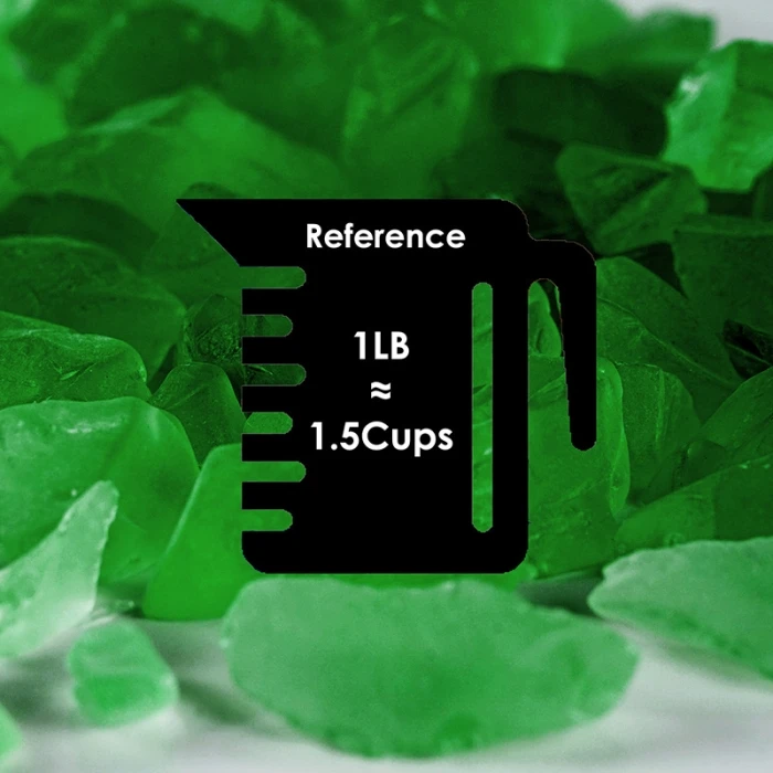 Frosted Green Crushed Sea Glass Vase Filler, 1.5 Cups/LB (Wholesale 24 LBS/Case) 2 Frosted Green Crushed Sea Glass Vase Filler, 1.5 Cups/LB (Wholesale 24 LBS/Case) - Image 2