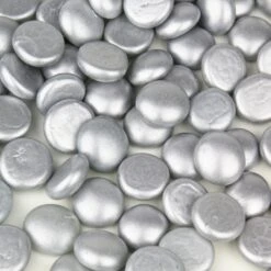 Silver Glass Flat Gemstone Vase Filler, 3/4" (Wholesale 28 LBS/Case) 9 Silver Glass Flat Gemstone Vase Filler, 3/4" (Wholesale 28 LBS/Case) -Home Decoration Discount silver glass flat marbles ggm001sl 1
