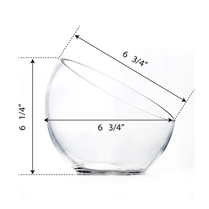 Glass Slant Cut Pod Terrarium Bowl, H-6.25" W-6.75" (Wholesale 8 PCS/Case) 2 Glass Slant Cut Pod Terrarium Bowl, H-6.25" W-6.75" (Wholesale 8 PCS/Case) - Image 2