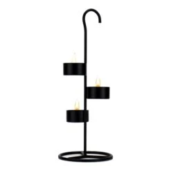 Case Of 18 - Metal Tea Light Candle Holder Stand H-11.75" D-4.25", Black