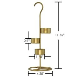 Case Of 36 - Metal Gold Tea Light Stand H-11.75" D-4.25" With 14" Hurricanes Tubes -Home Decoration Discount tealight candle holder stand msh001gd 1 1