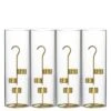 Case Of 36 - Metal Gold Tea Light Stand H-11.75" D-4.25" With 14" Hurricanes Tubes