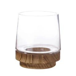Case Of 6 - Glass Tapered Terrarium Vase With Wood Base, H-8" W-6"