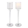 Case Of 36 - White Glass Long Stem Candle Holder, H-9" D-2"