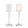 Case Of 36 - White Glass Long Stem Candle Holder, H-7.5" D-2"