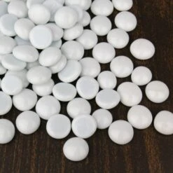 White Glass Flat Gemstone Vase Filler, 3/4" (Wholesale 28 LBS/Case)