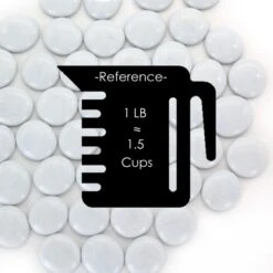 28 Lbs - Large White Glass Flat Gemstone Vase Filler, 1.25" (Wholesale 28 Lbs) -Home Decoration Discount white large flat glass marbles ggm002wt cup