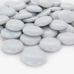 28 Lbs - Large White Glass Flat Gemstone Vase Filler, 1.25" (Wholesale 28 Lbs)