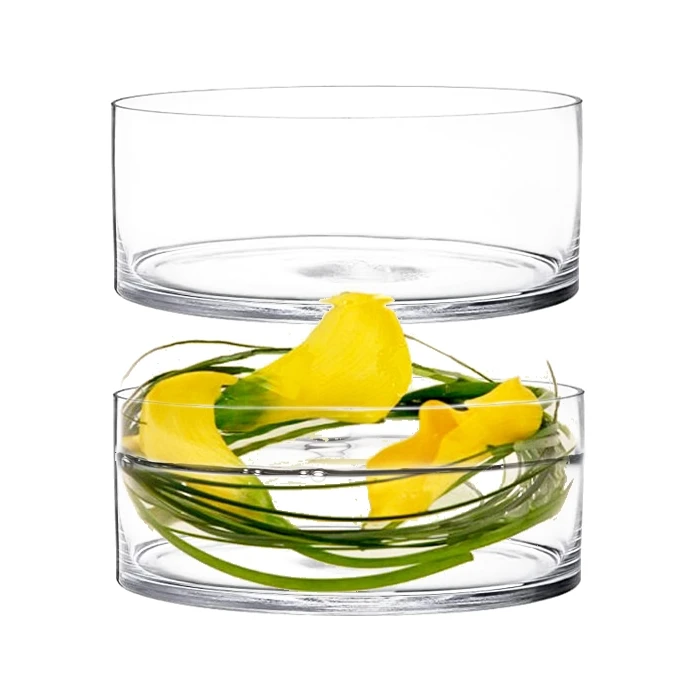 Glass Cylinder Vase, H-4" D-10" (Wholesale 4 PCS/Case) 1 Glass Cylinder Vase, H-4" D-10" (Wholesale 4 PCS/Case)