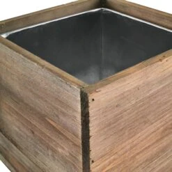 Wood Cube Planter Box With Zinc Metal Liner, 8" X 8" X 8" (Wholesale 8 PCS/Case) 10 Wood Cube Planter Box With Zinc Metal Liner, 8" X 8" X 8" (Wholesale 8 PCS/Case) -Home Decoration Discount wood box with zinc liner zwcb080808s3 07