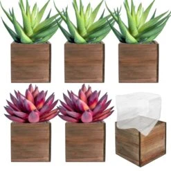 Natural Wood Cube Planter Box With Plastic Liner, 3" X 3" X 3" (Wholesale 72 PCS/Case)