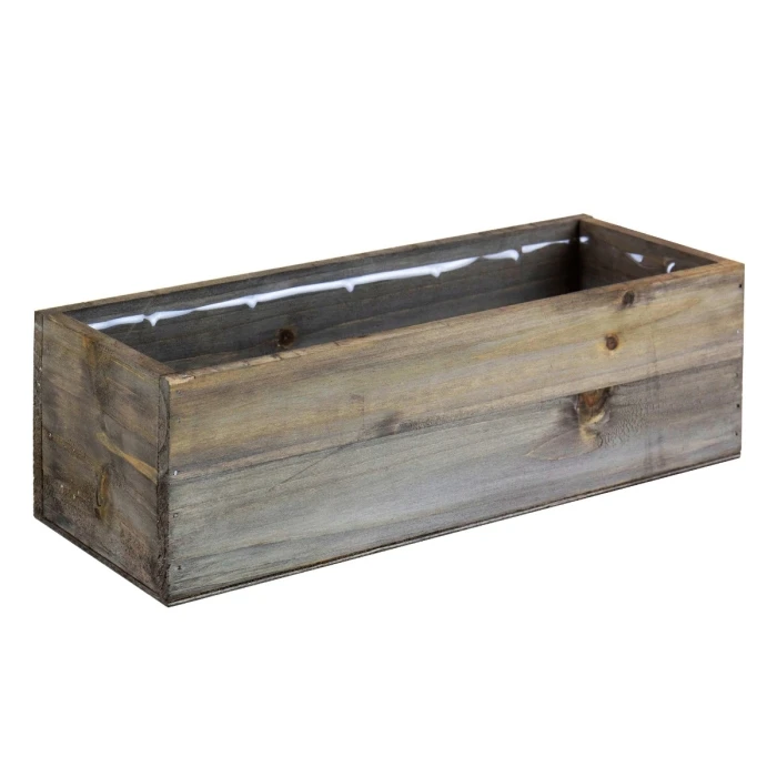 Natural Wood Rectangle Planter Box With Plastic Liner, 5" X 13" X 4" (Wholesale 12 PCS/Case) 1 Natural Wood Rectangle Planter Box With Plastic Liner, 5" X 13" X 4" (Wholesale 12 PCS/Case)