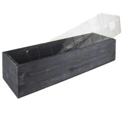 Black Wood Rectangle Planter Box With Plastic Liner, 5" X 17" X 4" (Wholesale 12 PCS/Case) 7 Black Wood Rectangle Planter Box With Plastic Liner, 5" X 17" X 4" (Wholesale 12 PCS/Case) -Home Decoration Discount wood planter box wpcb051704bk 1