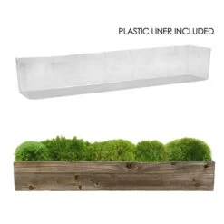 Natural Wood Rectangle Planter Box With Plastic Liner, 5" X 34" X 4" (Wholesale 4 PCS/Case)