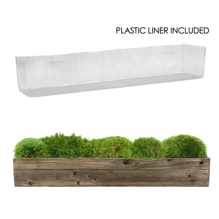 Natural Wood Rectangle Planter Box With Plastic Liner, 5" X 34" X 4" (Wholesale 4 PCS/Case) 1 Natural Wood Rectangle Planter Box With Plastic Liner, 5" X 34" X 4" (Wholesale 4 PCS/Case)