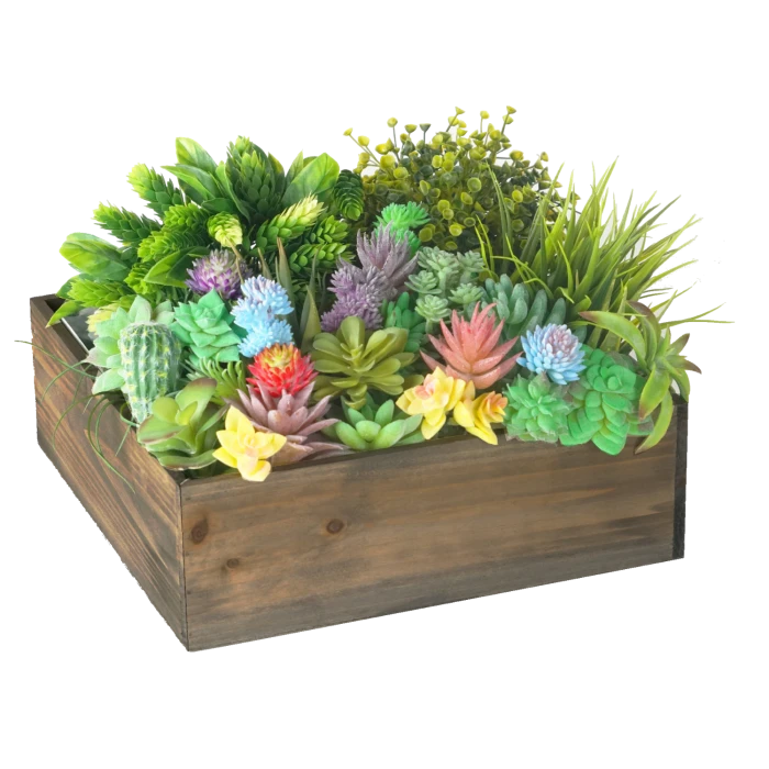 Wood Square Planter Box With Metal Zinc Liner, 12" X 12" X 4" (Wholesale 6 PCS/Case) 1 Wood Square Planter Box With Metal Zinc Liner, 12" X 12" X 4" (Wholesale 6 PCS/Case)