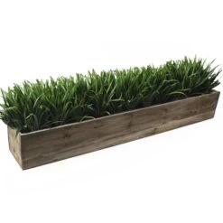 Case Of 2 - Wood Rectangle Planter Box With Metal Zinc Liner, 6" X 36" X 6" -Home Decoration Discount wood rectangle planter box zwcb063606 grass