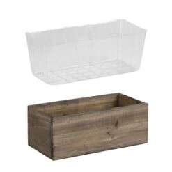 Natural Wood Rectangle Planter Box With Plastic Liner, 5" X 10" X 4" (Wholesale 20 PCS/Case) -Home Decoration Discount wpcb051004 03 1000