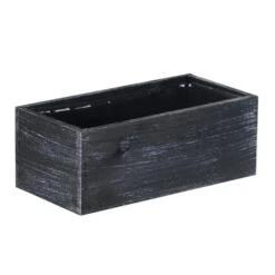 4" X 10" X 5" Rectangle Black Planter Wood Box With Plastic Liner 7 4" X 10" X 5" Rectangle Black Planter Wood Box With Plastic Liner -Home Decoration Discount wpcb051004bk