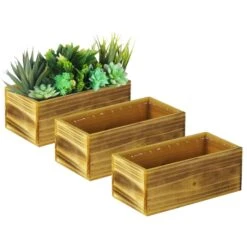 Unfinished Wood Rectangle Planter Box With Plastic Liner, 5" X 10" X 4" (Wholesale 20 PCS/Case) -Home Decoration Discount wpcb051004un 3p