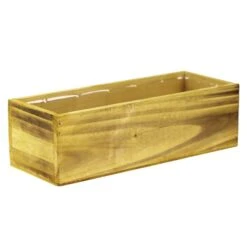 Case Of 12 - Unfinished Wood Rectangle Planter Box With Plastic Liner, 5" X 13" X 4" -Home Decoration Discount wpcb051304un