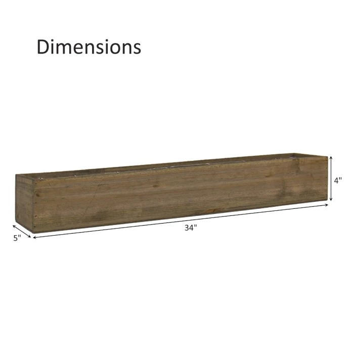 Natural Wood Rectangle Planter Box With Plastic Liner, 5" X 34" X 4" (Wholesale 4 PCS/Case) 2 Natural Wood Rectangle Planter Box With Plastic Liner, 5" X 34" X 4" (Wholesale 4 PCS/Case) - Image 2