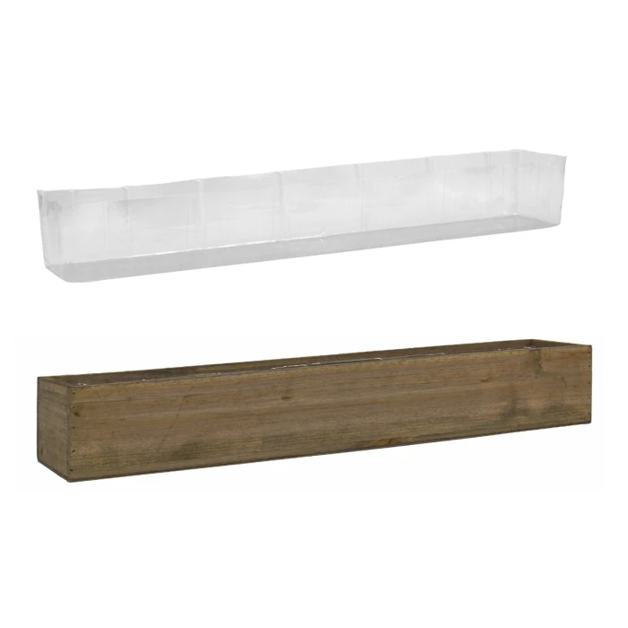 Natural Wood Rectangle Planter Box With Plastic Liner, 5" X 34" X 4" (Wholesale 4 PCS/Case) 3 Natural Wood Rectangle Planter Box With Plastic Liner, 5" X 34" X 4" (Wholesale 4 PCS/Case) - Image 3